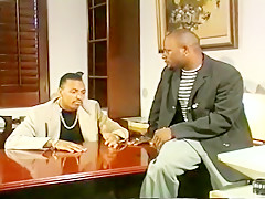 Hot Black on Ebony Threesome in the Office