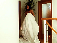 Seductive brunette reaches the peak of her climax with a pink sex toy