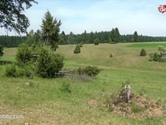 My Dirty Hobby - Busty babe gets her face creamed outdoors