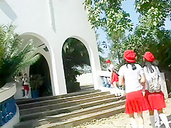 Admirable and beautiful student girl gets ass stretched by blue dildo