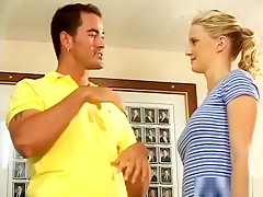 Hannah Harper can't wait to get get pussy stretched on the stairs