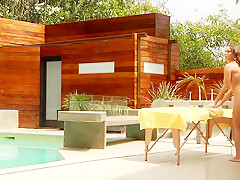 Foxy Lily Love gets an oiled massage, a big dick to suck and plug her