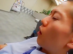 Japanese office girl gets fucked by two