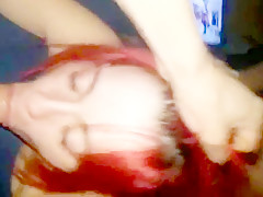 Super hot wife gets fucked in a threesome and swallows cum