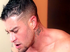 Sexy slender brunette has a handsome guy fucking her pussy on the bed