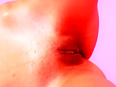 Brunette teen hottie Taylor poses naked in her pink polka dot stockings