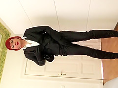 Leather spanking and strip