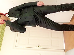 Leather spanking and strip