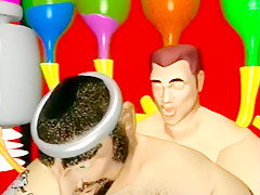 Wacky cartoon fetish men get really freaky in a crazy video clip