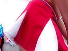 Stunning cheerleader with a fabulous ass gets her hairy pussy drilled