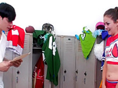 Stunning cheerleader with a fabulous ass gets her hairy pussy drilled