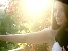 Sensual brunette teen sends her fingers making her pussy happy and wet