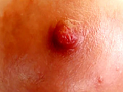 Horny brunette Nelly gets out of her clothes to stick in a big dildo