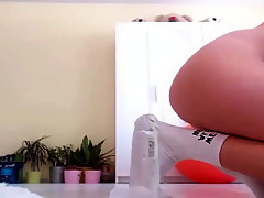 Blonde from bulgaria big ass masturbate toy in the pussy and