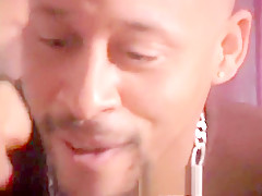 Sexy ebony deep throats a big dick and gets both holes fucked