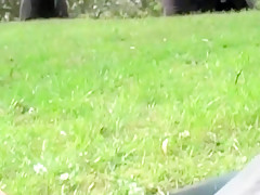 Superb milf exhibited and fucked in a public park