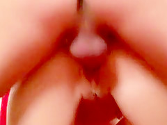 Tight beauty gets her petite holes stretched out by a huge cock