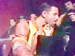 Amateur anal group sex in public cinema