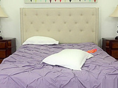 Buxom brunette in sexy pink lingerie fulfills her interracial desires