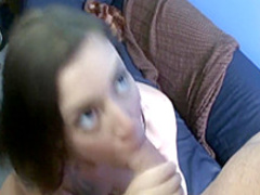 Smoking hot brunette is eager to taste her lover's bulging cum gun