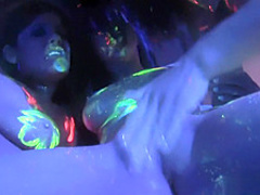 Alluring babes in sexy lingerie set up a lesbian threesome on the bed