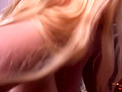 Curvy blonde mature Cassie Blanca fucks a hard cock by the fireplace