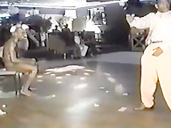 Male stripper showing cock to ladies