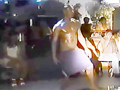 Male stripper showing cock to ladies