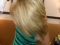 Slim blonde nympho with a perky ass indulges in hardcore sex action
