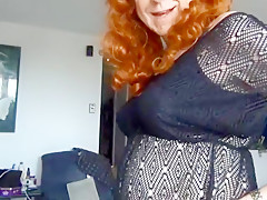 Naughty gigi - redhead in black