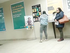 Chubby asian grey leggings candid