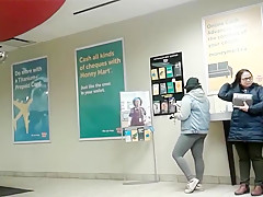 Chubby asian grey leggings candid