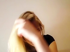 Hot blonde works ohmibod and dildo