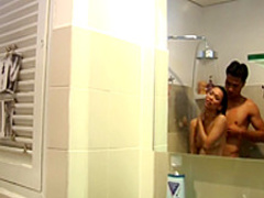 Attractive Asian girl Ae enjoys a relaxing shower with her boyfriend