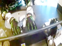 Bikers in the bathroom