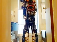 Bikers in the bathroom