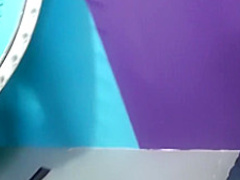 Bodacious brunette beauty Noelle impales herself on a long black pole