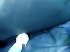 Bodacious brunette beauty Noelle impales herself on a long black pole