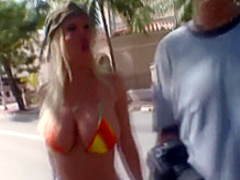 Big breasted blonde milf hangs on for a long cock and a deep drilling