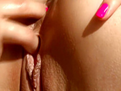 Stunning blonde lesbians fingering each other in every hole outside