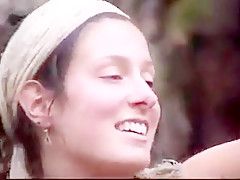 Naked hippies sing outdoor