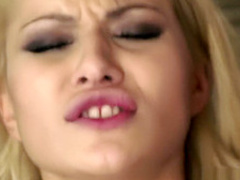 Cute young blonde in white stockings has an old stud nailing her cunt