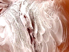 Horny brunette with a sweet ass shaves her pussy and then masturbates