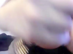 Big pierced nipple girl riding a dildo