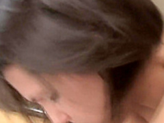 Sultry brunette with big tits Rihannon Sky gets drilled in the kitchen