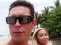 Striking babes get picked up at the beach and fucked hard by the pool