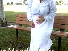 Petite brunette schoolgirl fucks a huge dick and gets a nasty creampie