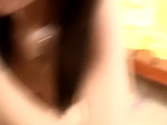 Skinny Asian babe sucks a cock, touches herself and gets fucked good