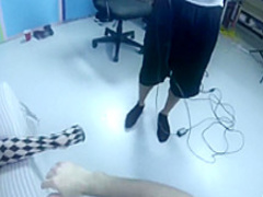 Hung guy has a blonde and a brunette taking turns on his dick in POV