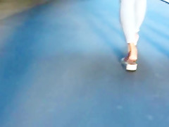 Sexy and beautiful buttocks gray licra